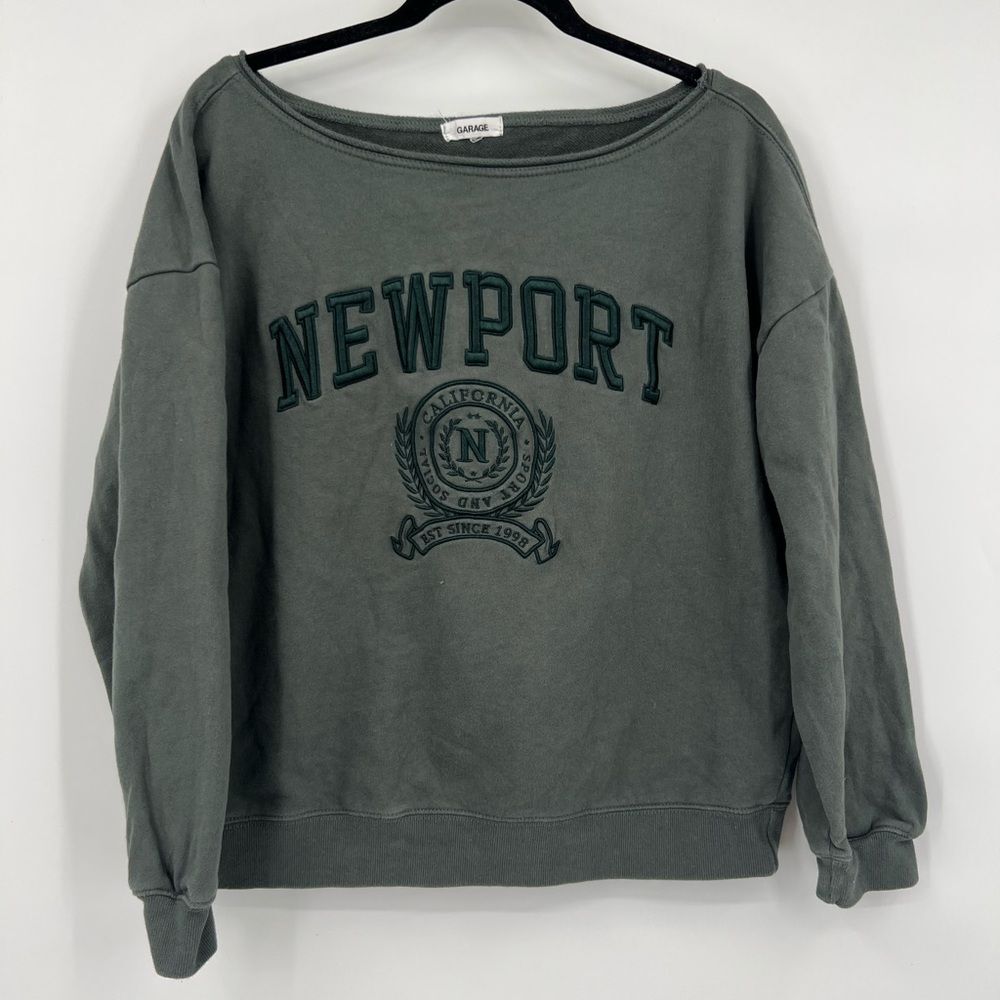 GARAGE Newport Green Women's Sweater Small Cotton Embroidered
